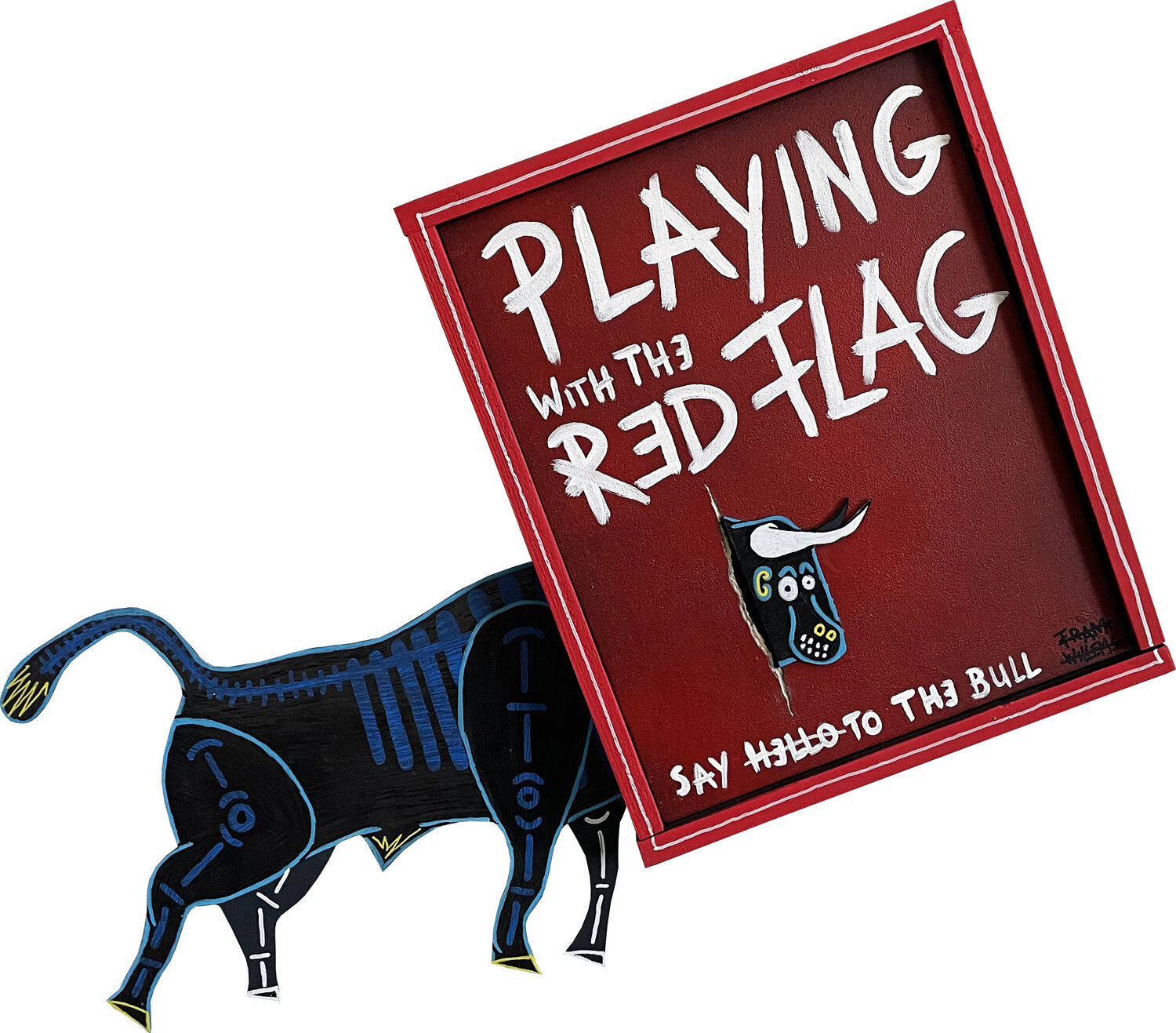 PLAYING WITH THE RED FLAG #3 Frank Willems Original painting for sale