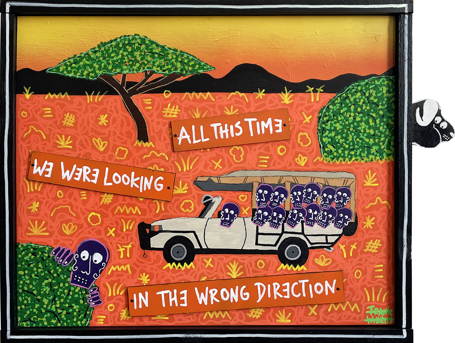 LOOKING FOR THE BIG FIVE – BUFFALO Frank Willems Original painting for sale