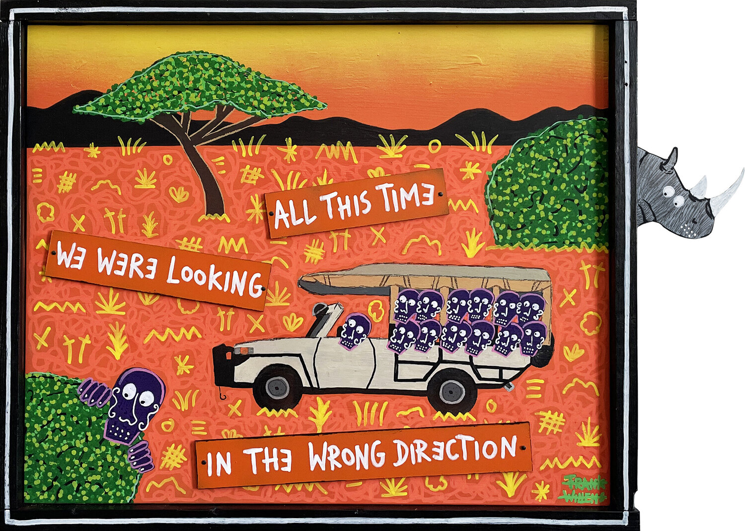 LOOKING FOR THE BIG FIVE – RHINO Frank Willems Original painting for sale