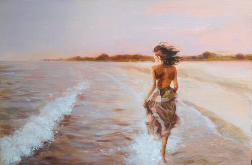 She rises in gold by Nicole S. Pousset, Painting for Sale on Select