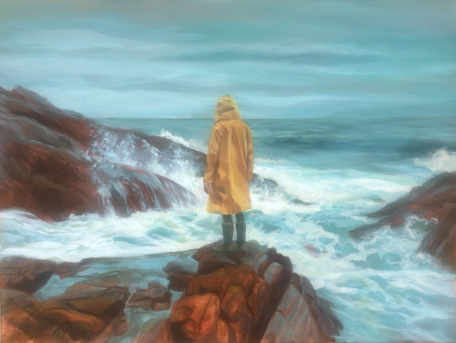 The yellow coat Nicole S. Pousset Original painting for sale