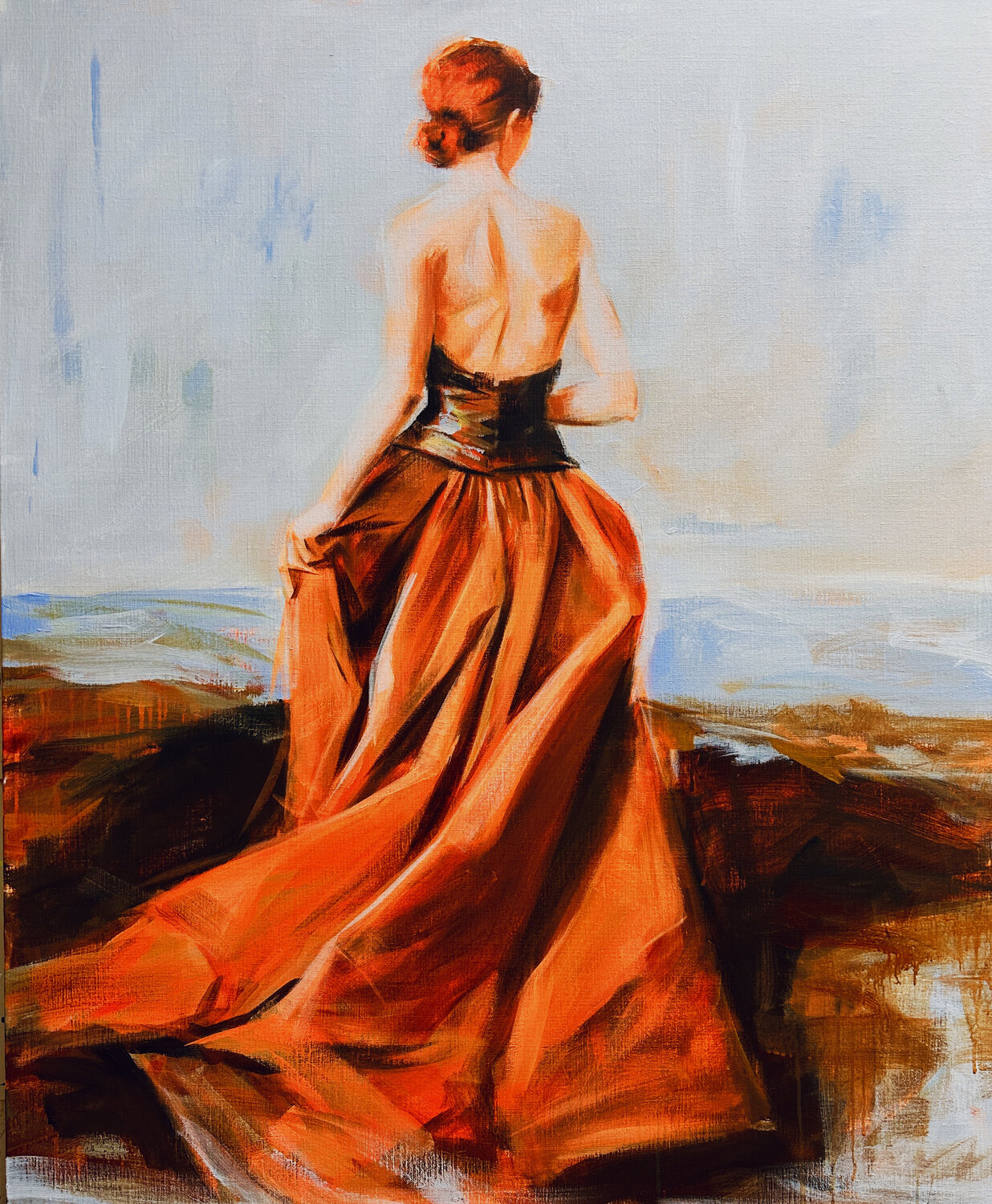 Radiance in orange Nicole S. Pousset Original painting for sale