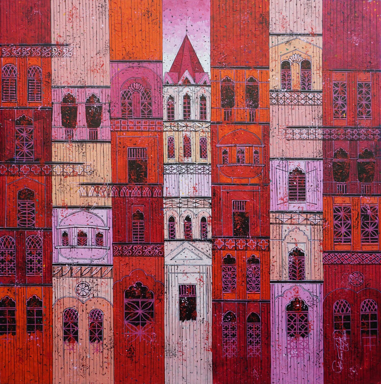 Red City Suresh Gulage Original painting for sale
