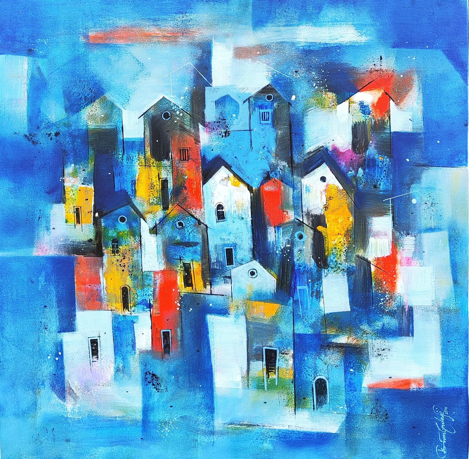 Indian Village Suresh Gulage Original painting for sale