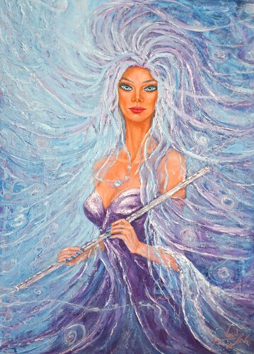 Woman of Air: Symphony of Wind by Galina Vasiljeva, Painting for Sale on Select