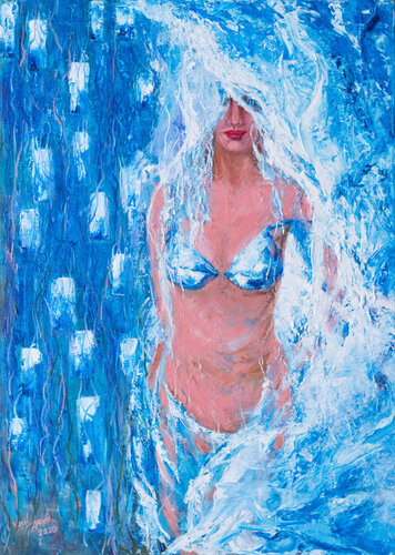 Woman of Water: Ocean Muse by Galina Vasiljeva, Painting for Sale on Select