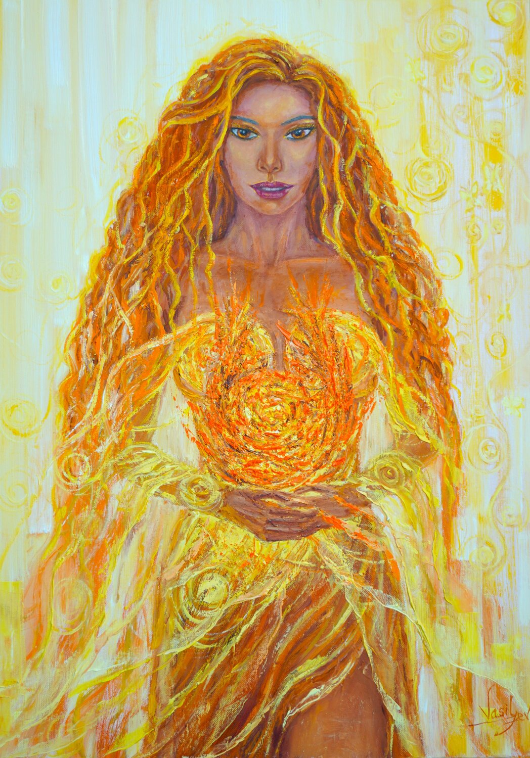 Woman of Fire: Fierce Elegance Galina Vasiljeva Original painting for sale