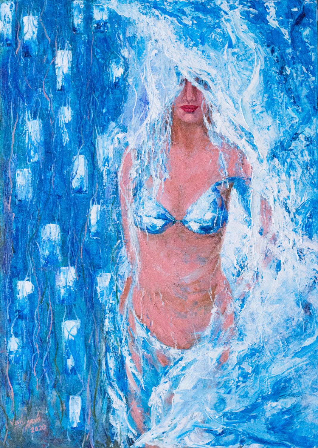 Woman of Water: Ocean Muse Galina Vasiljeva Original painting for sale