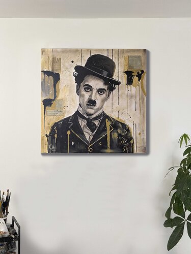 Chaplin by Casto Albarracin Martinez, Painting for Sale on Select