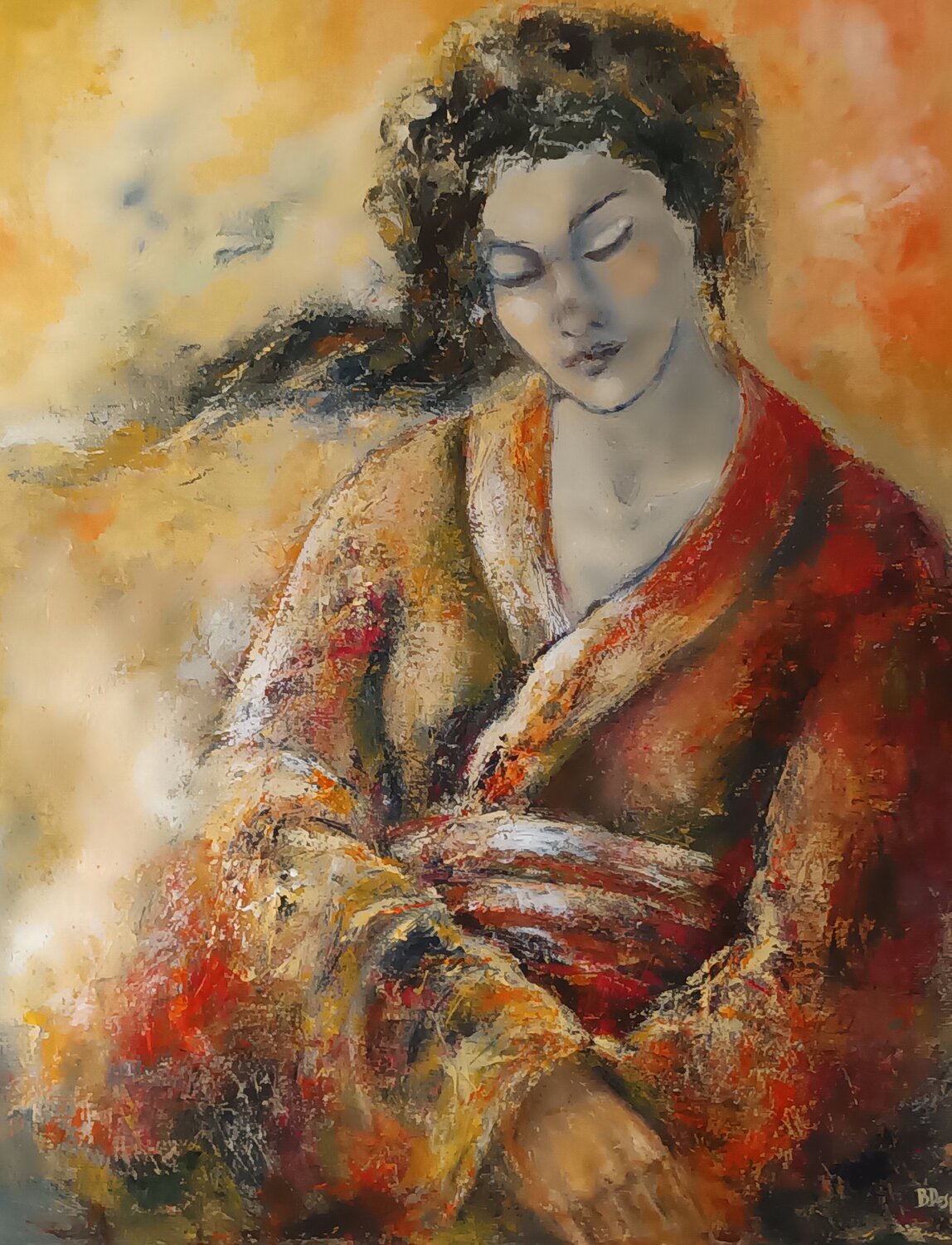 GEISHA REVEUSE Béatrice Desprat Original painting for sale