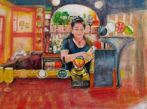 The Bar at the Hope by Nalan McCandless, Painting for Sale on Select