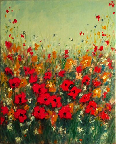 Poppies Blow, Row on Row by Nalan McCandless, Painting for Sale on Select