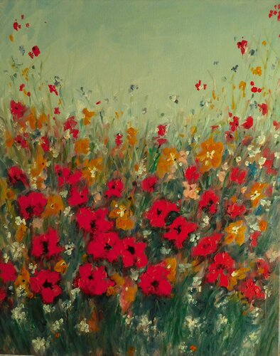 Poppies Blow, Row on Row by Nalan McCandless, Painting for Sale on Select
