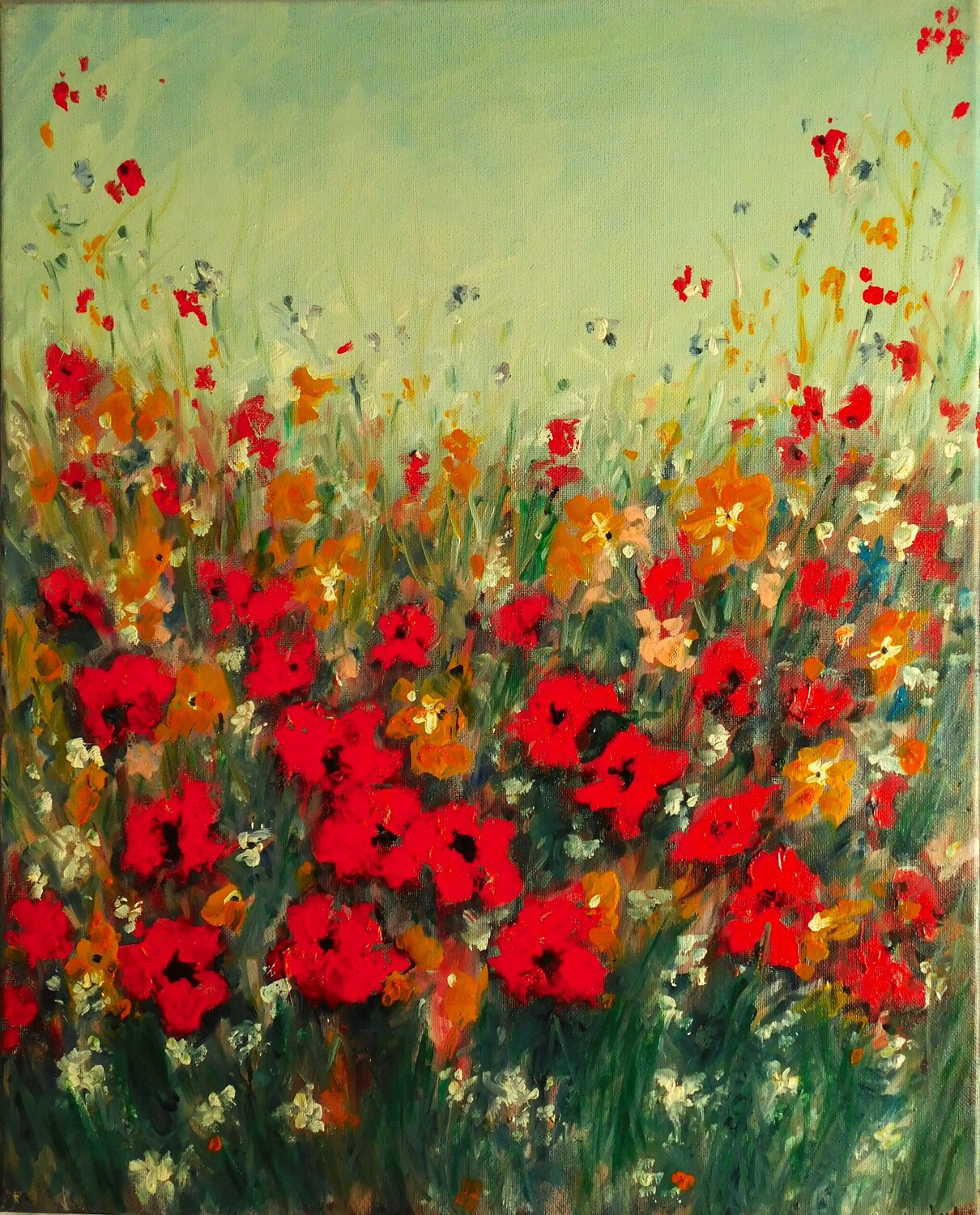 Poppies Blow, Row on Row Nalan McCandless Original painting for sale