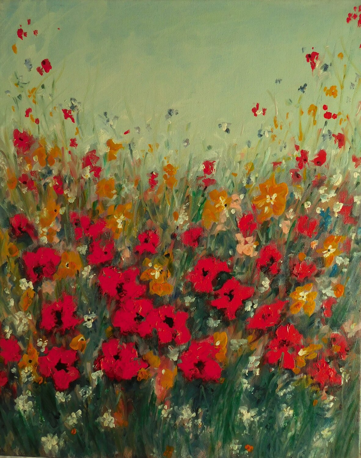 Poppies Blow, Row on Row Nalan McCandless Original painting for sale
