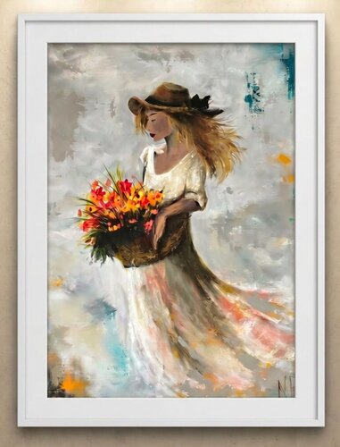 Flower Girl by Nesma BENZEKRI, Painting for Sale on Select