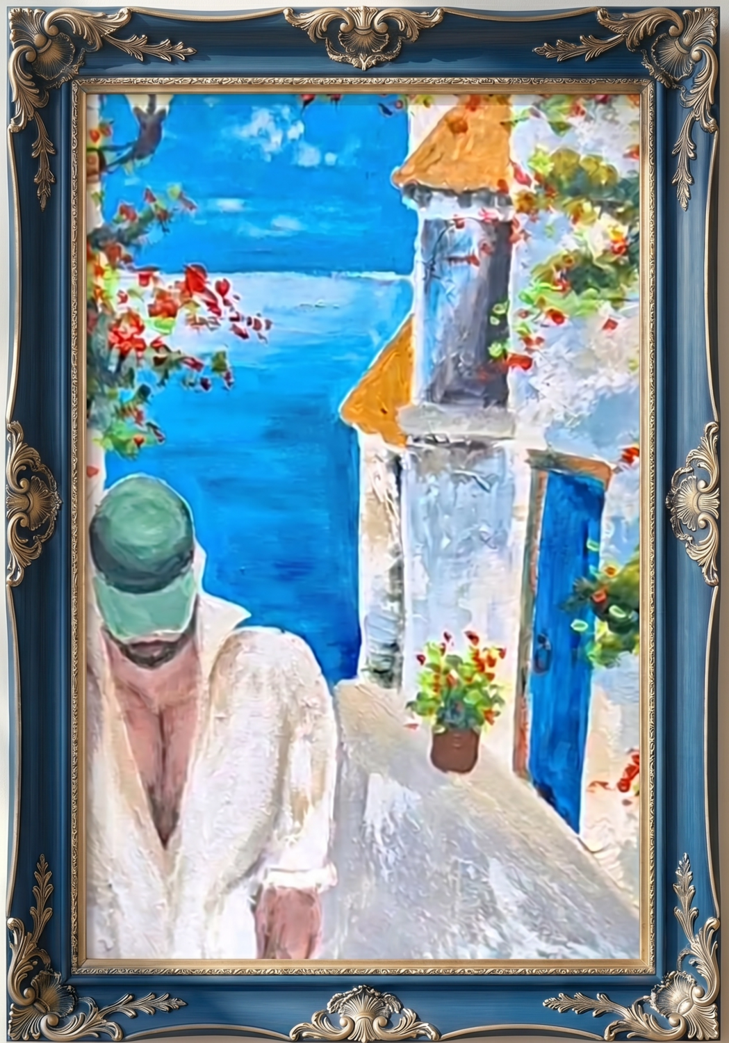 Handsome man In Mykonos Nesma BENZEKRI Original painting for sale