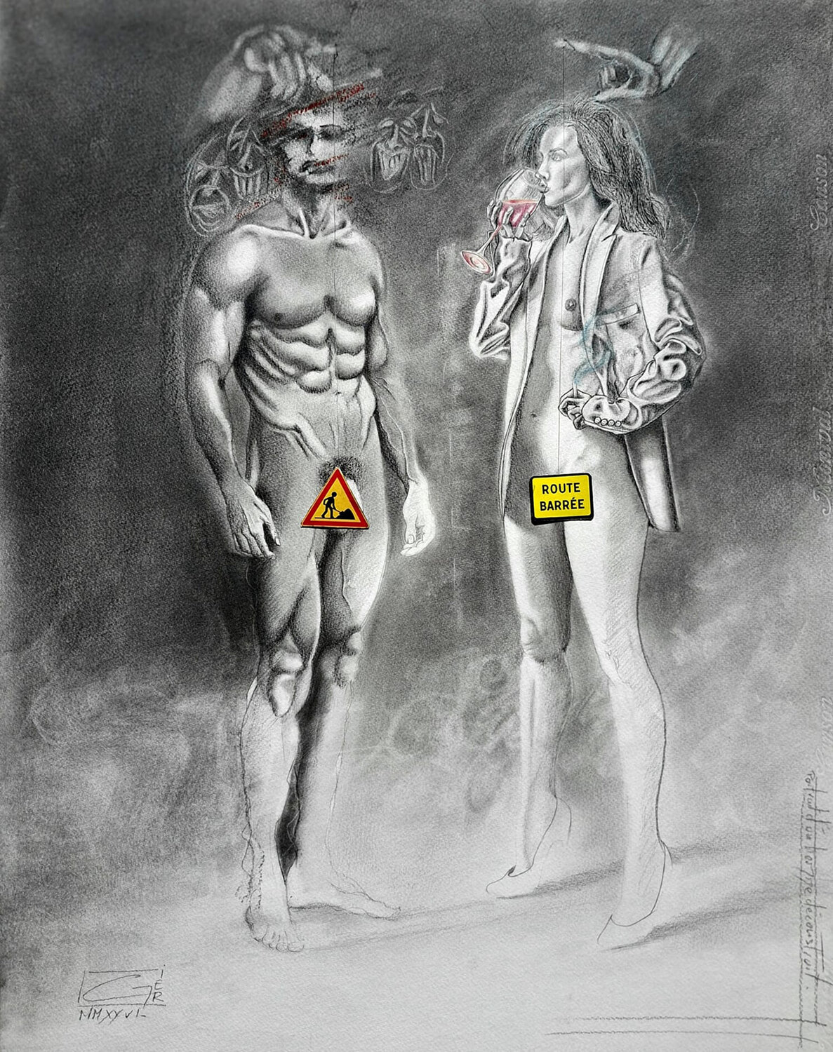Portrait d'un homme déconstruit bien dans son corps, mais dans sa tête, c'est compliqué et de ses conséquences sur les rapports Hommes Femmes Gier Drawing for sale
