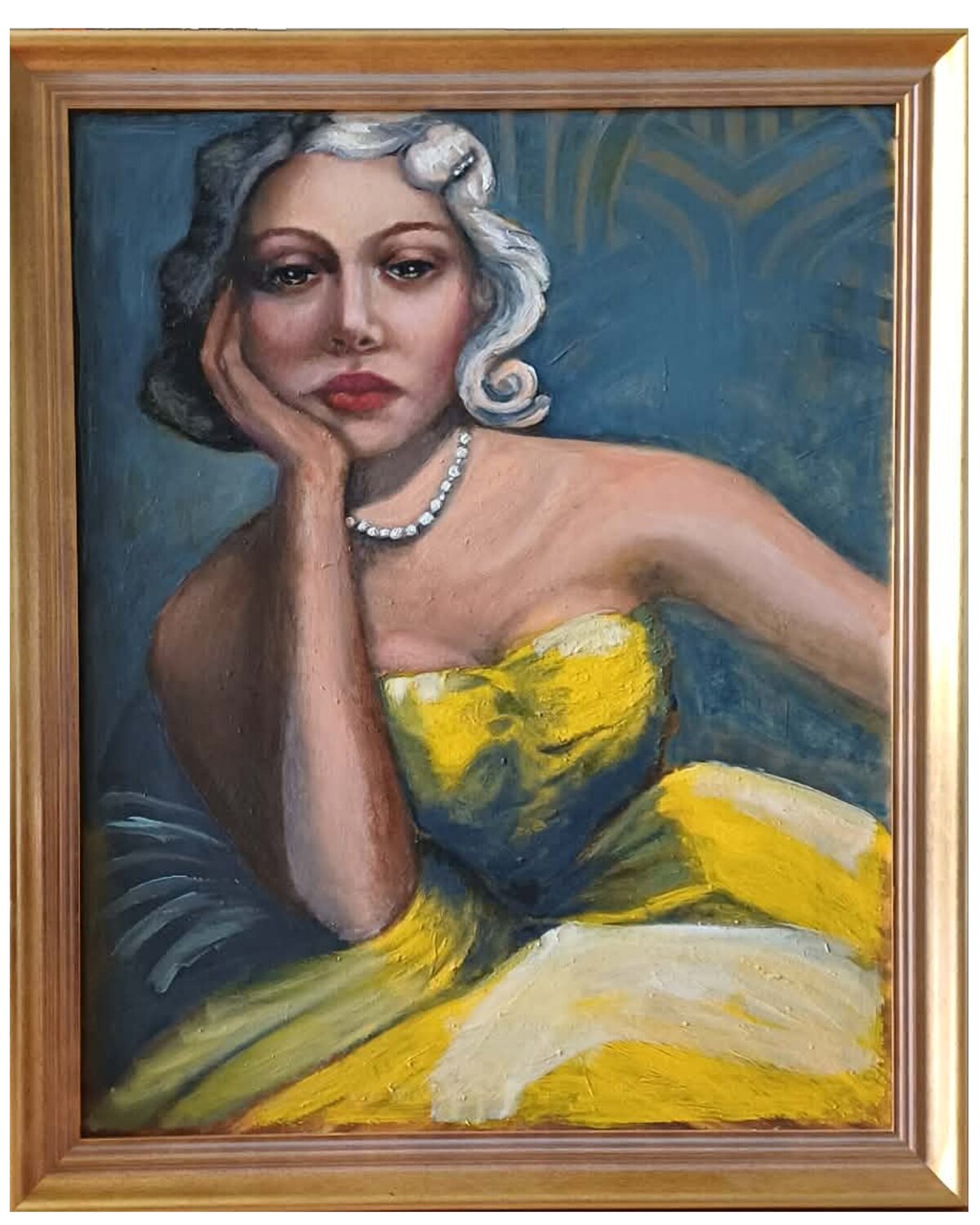 Woman in a yellow dress Anna Brańska Original painting for sale