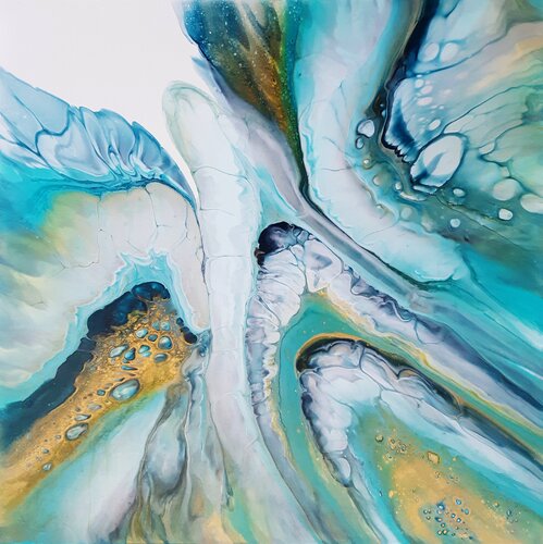 Turquoise et or by Rachel Corvaisier, Painting for Sale on Select