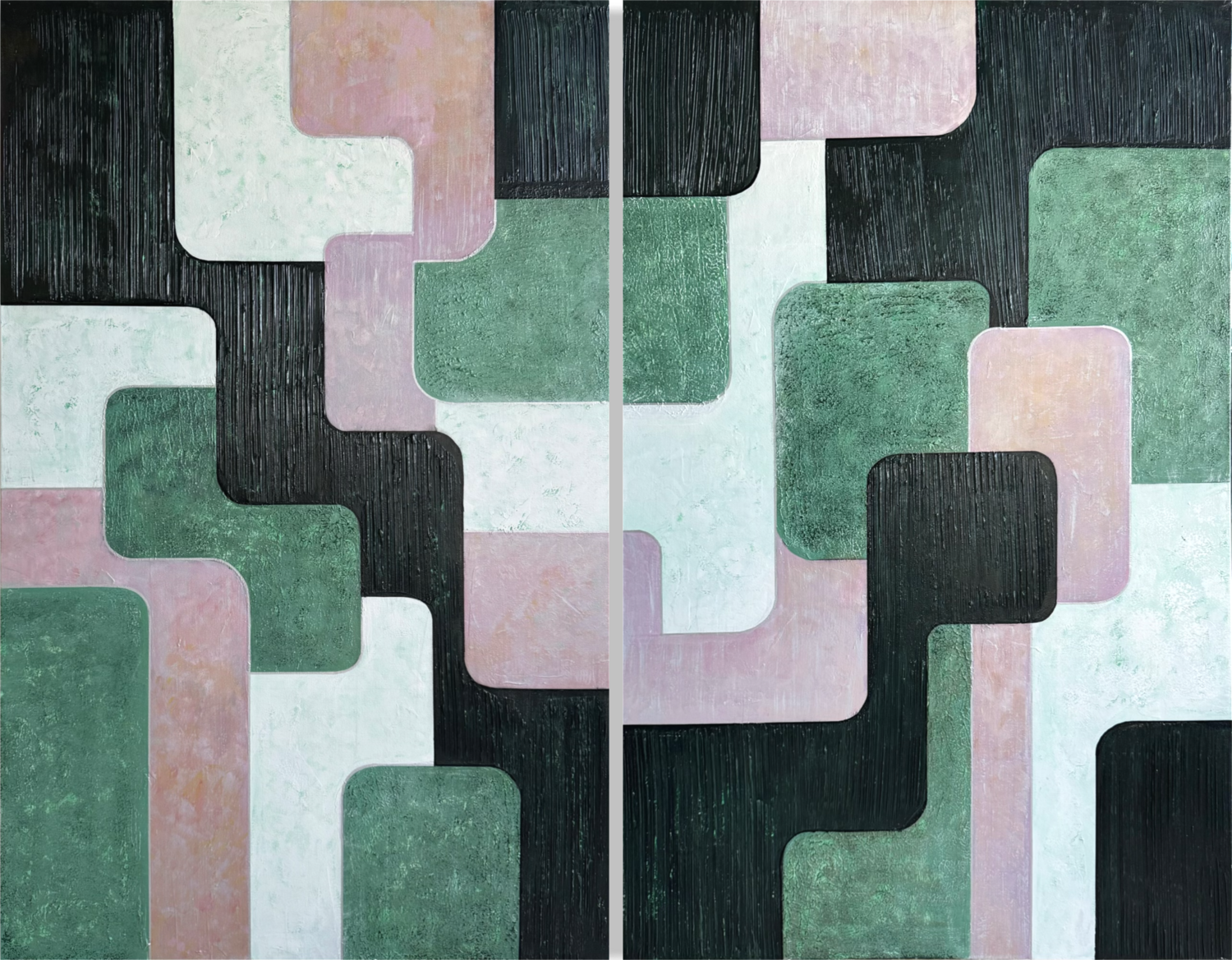 MOSS & SHADOW -DIPTYCH Tori Grin Original painting for sale