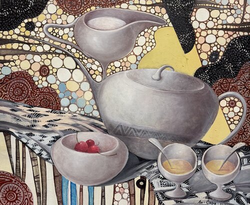 White coffee set by Li-Safi Mariya, Painting for Sale on Select