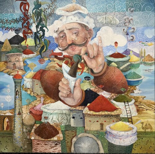 The Spice Merchant: Flavors of the Orient by Li-Safi Mariya, Painting for Sale on Select