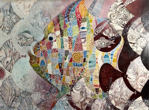 And Into the Blue Sea I Went by Li-Safi Mariya, Painting for Sale on Select
