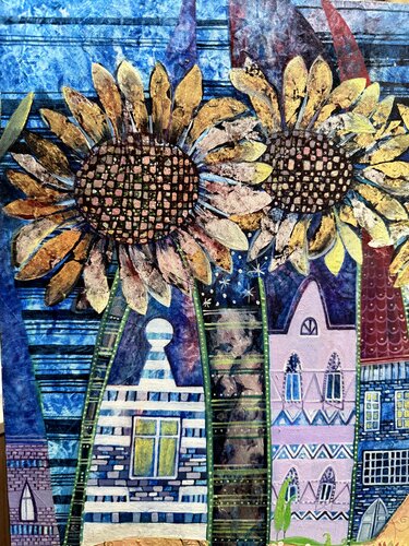 Under Sunflowers by Li-Safi Mariya, Painting for Sale on Select