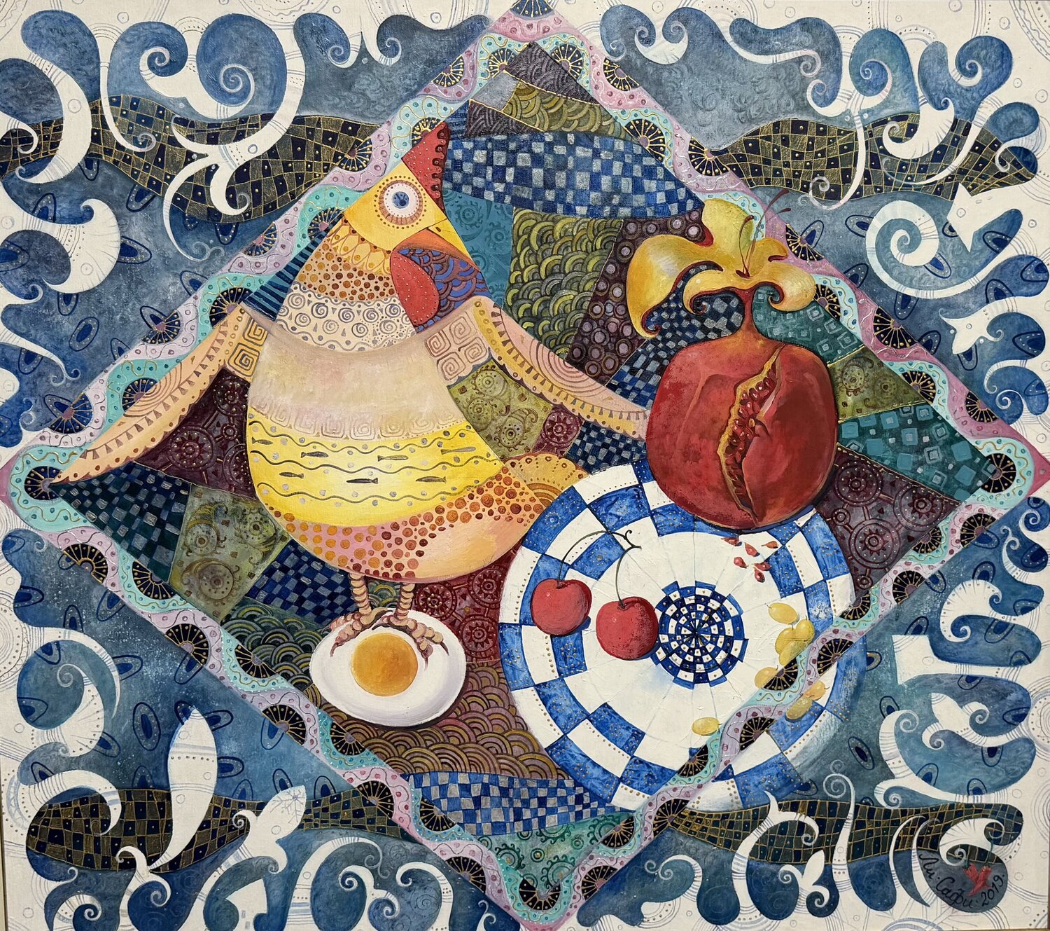 Still Life with a Hen Li-Safi Mariya Original painting for sale