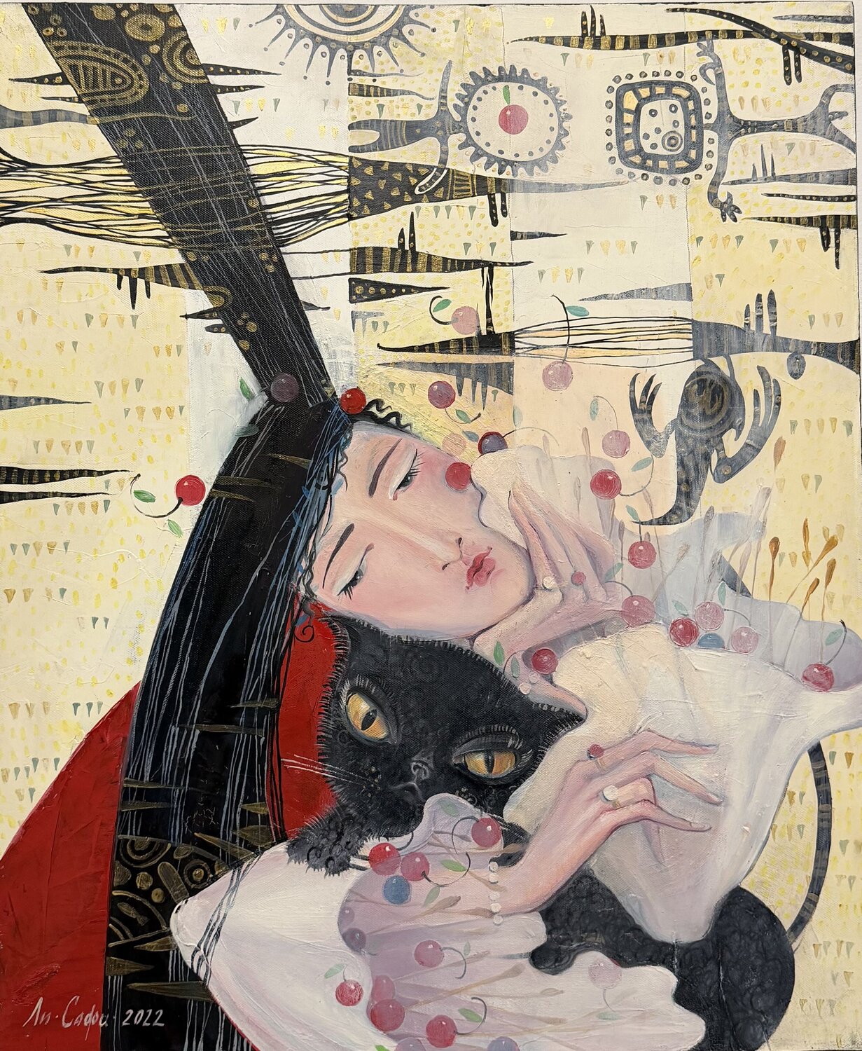 The Black Cat Li-Safi Mariya Original painting for sale