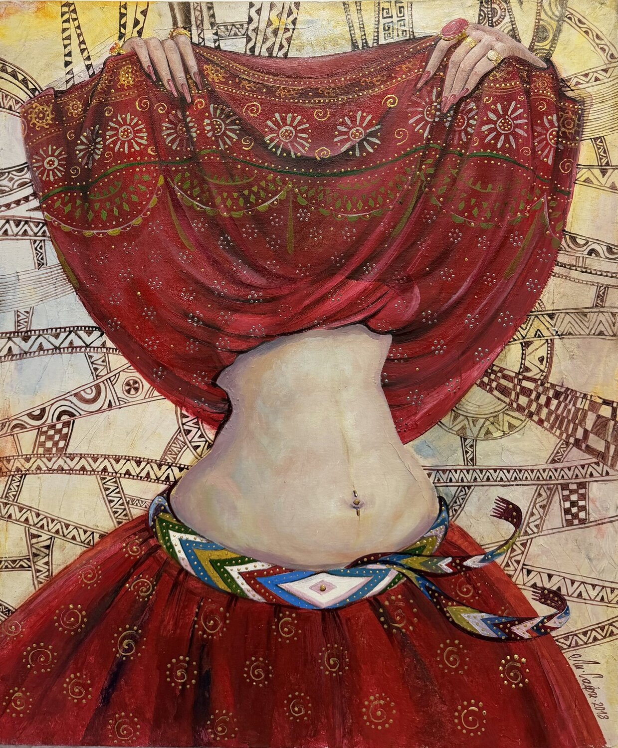 Reveal Your Face: The Dance of Mystery Li-Safi Mariya Original painting for sale