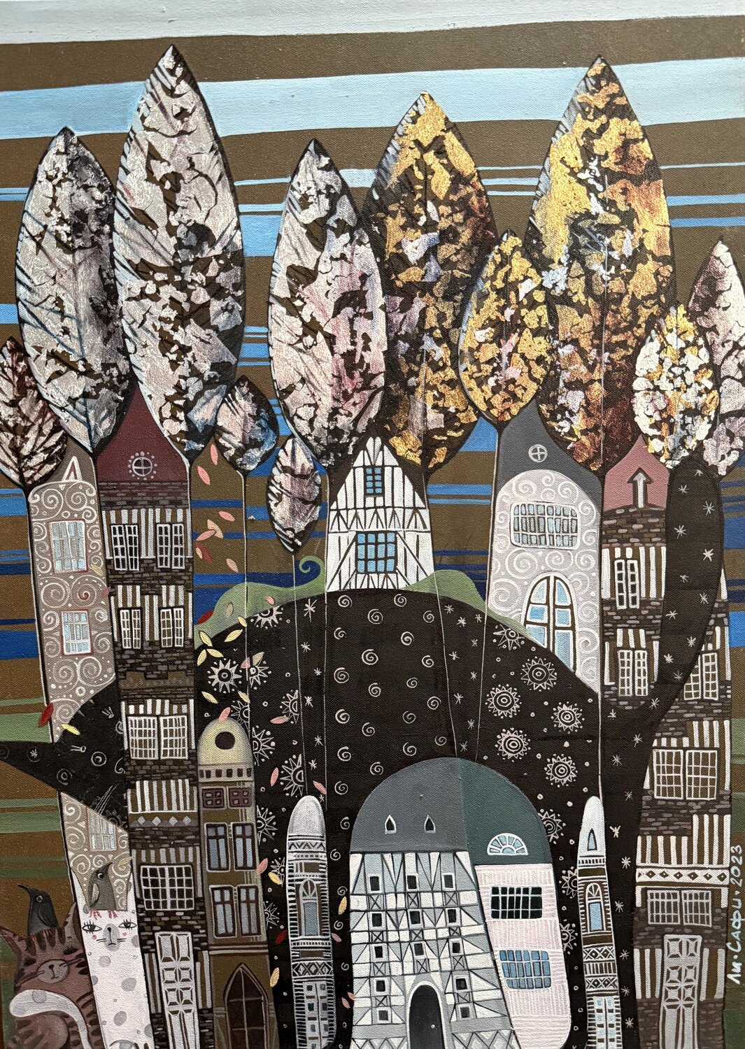 There Once Lived a Black Cat Li-Safi Mariya Original painting for sale