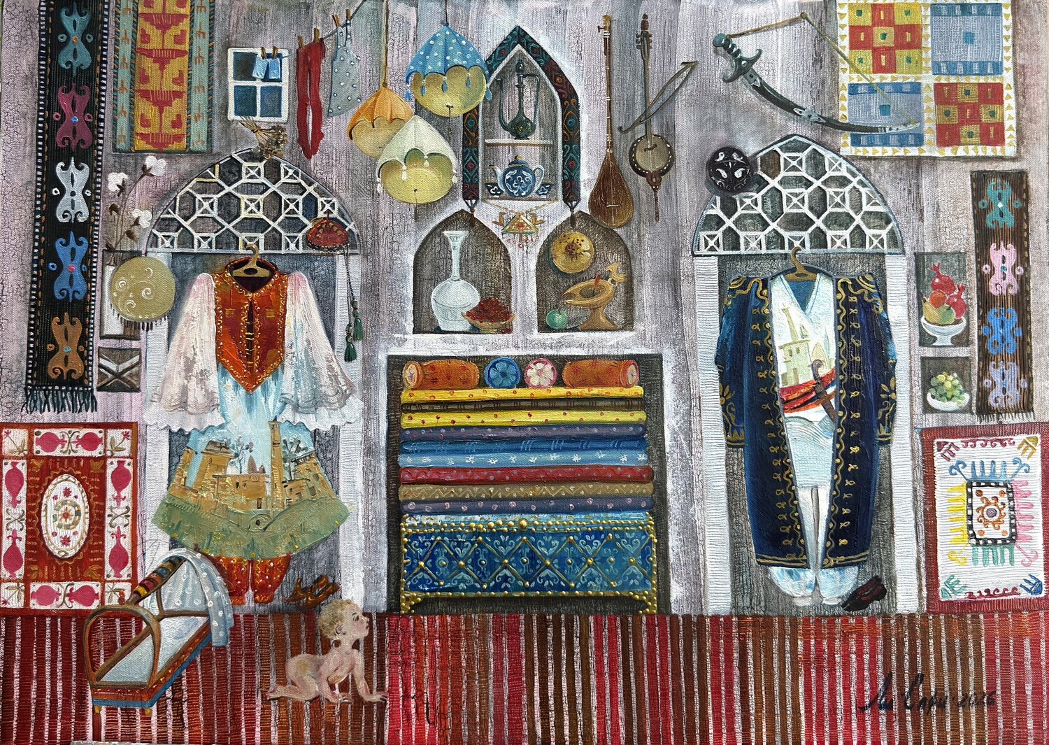 Uzbek Interior: The Tapestry of Heritage Li-Safi Mariya Original painting for sale