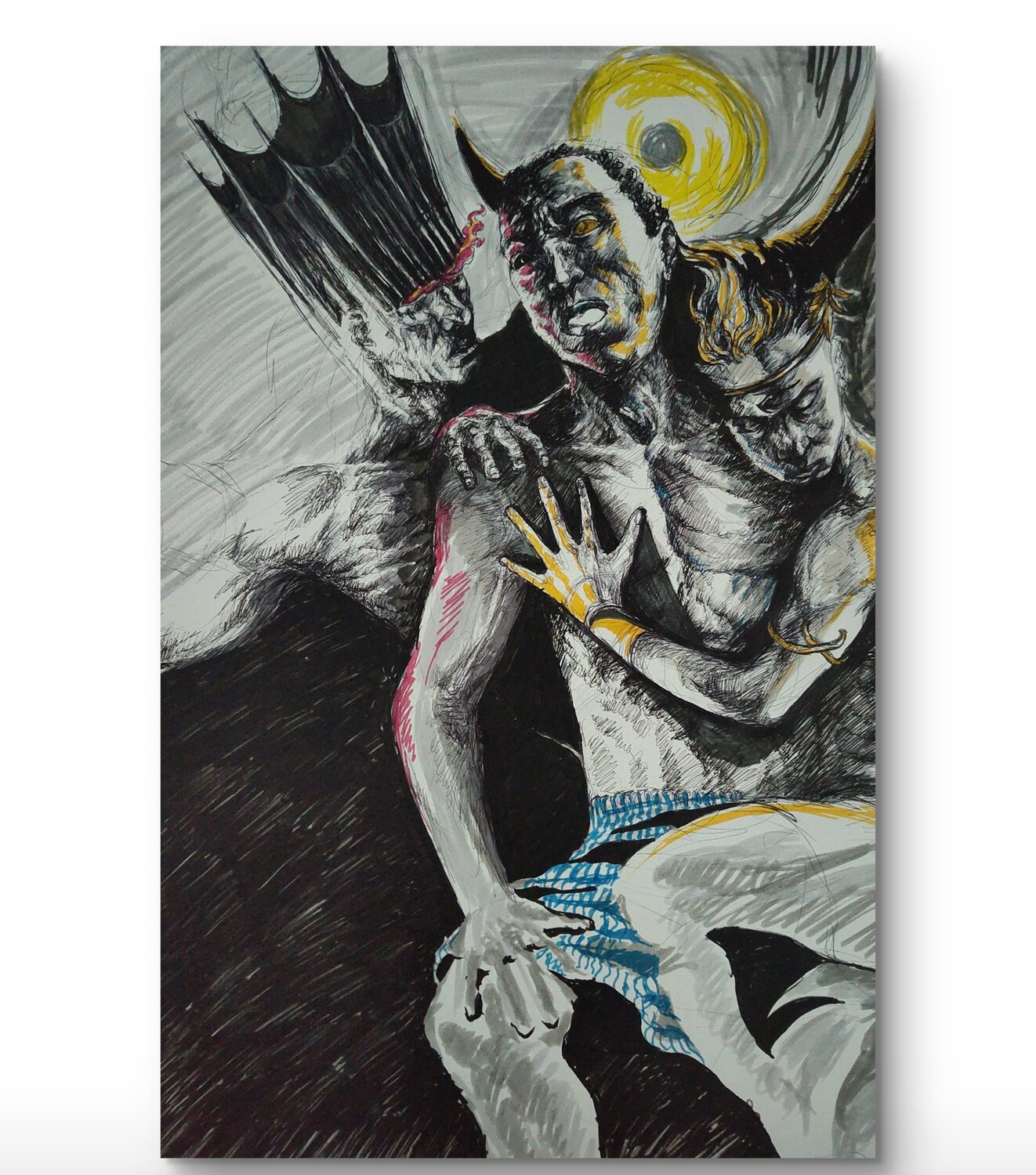 Interwoven Ominous Black Drawing for sale