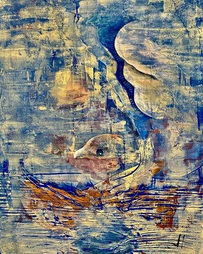 Frères d'écume et de plumes by Marie 2 Calmette, Painting for Sale on Select