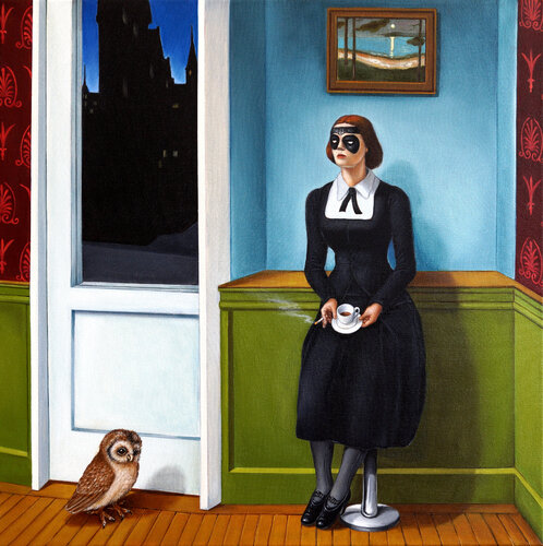 Melancholie in einem Wiener Café um 18 Uhr / Melancolia en un cafe vienes a las 6 de la tarde by Juan Miguel Restrepo Valdes, Painting for Sale on Select