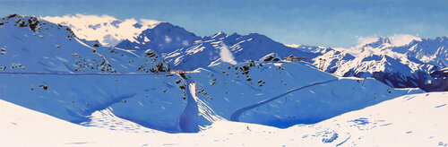The Piste to Ruinettes, Verbier, Switzerland by Lucy Dunnett, Painting for Sale on Select