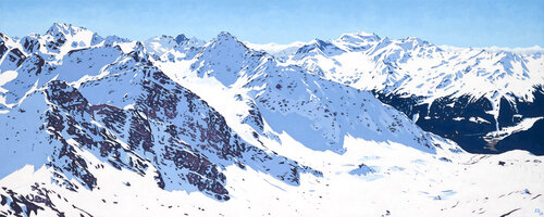 Mont Gelé Panorama, Verbier, Switzerland by Lucy Dunnett, Painting for Sale on Select