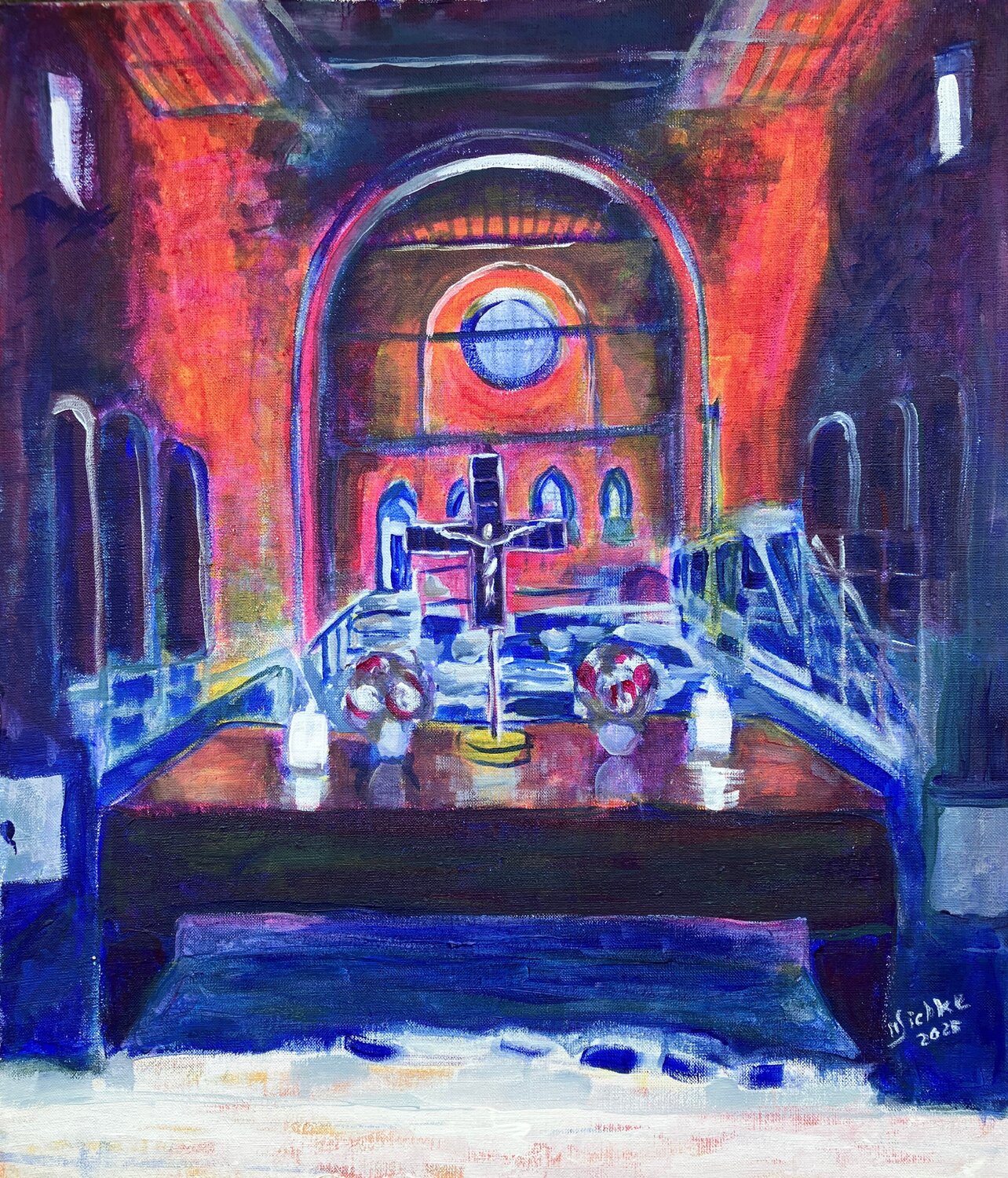 Pfingsten - Geist des Aufbruchs - im Alten Dom St. Johannis in Mainz Margarita Siebke Original painting for sale