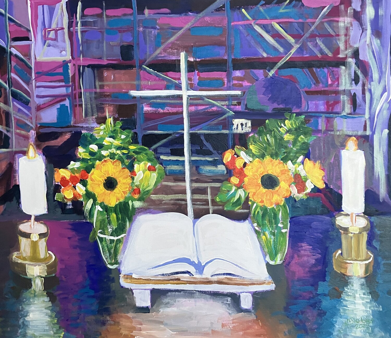 Altar im Rohbau   - Alter Dom St. Johannis zu Mainz Margarita Siebke Original painting for sale