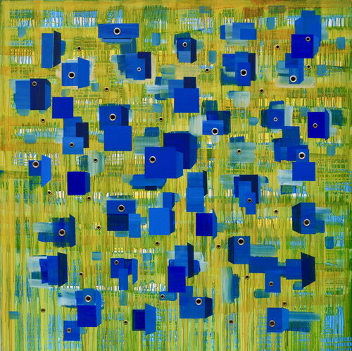 Lluvia de la Geometría I by Carmen Anzano, Painting for Sale on Select