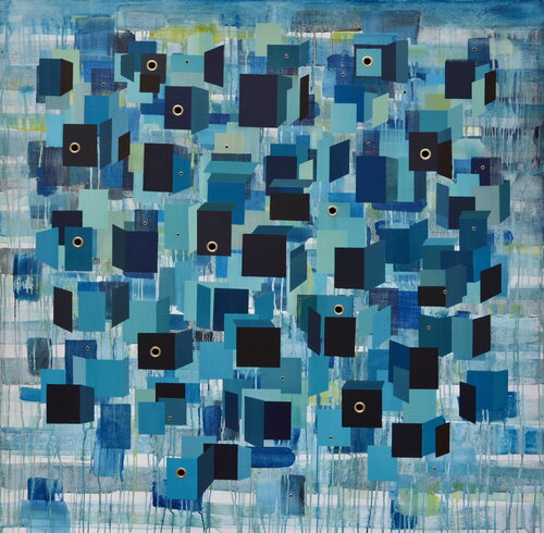 Lluvia de la Geometría II by Carmen Anzano, Painting for Sale on Select