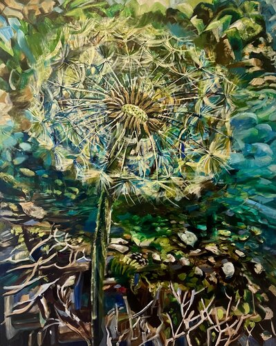 Dandelion by the sea side by Lukos Hey, Painting for Sale on Select