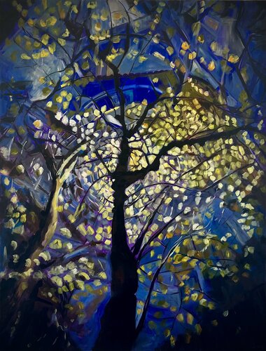 Light behind the tree with crispy autumn leaves. von Lukos Hey, Malerei kaufen auf Select