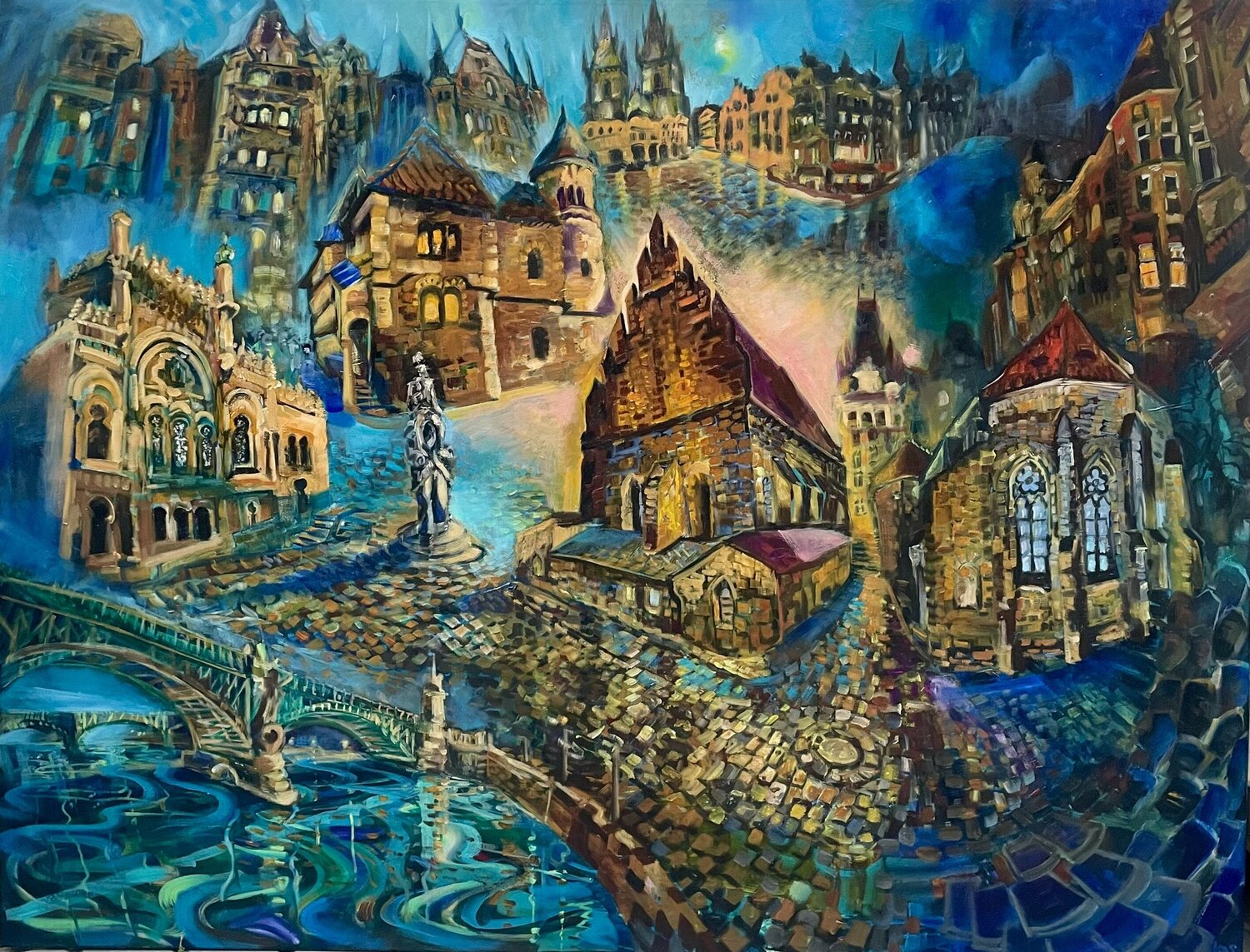 The Jewish quarter in Prague. Lukos Hey Original painting for sale