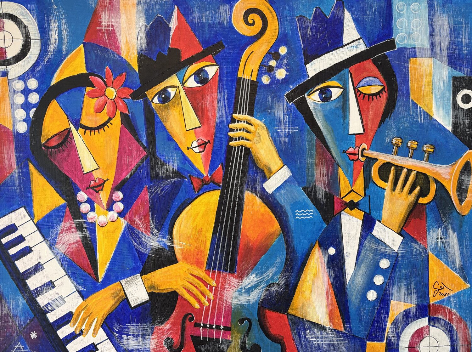 Midnight Jazz Ensemble Andreas Gerlach Original painting for sale