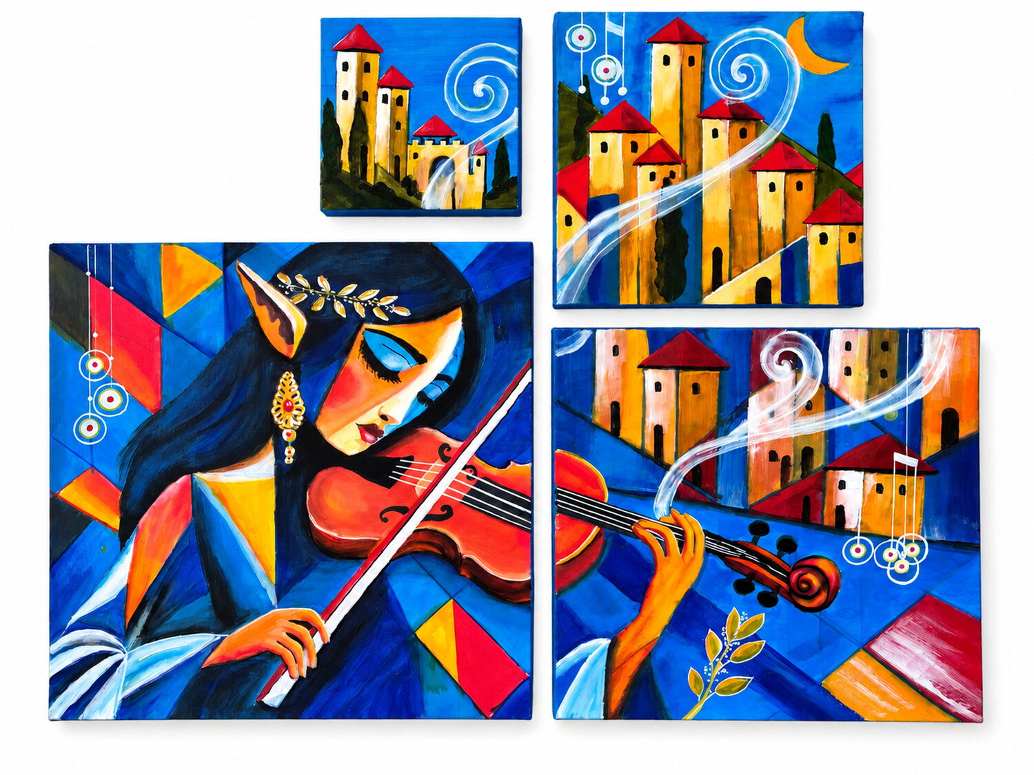 Where Music Becomes a Place – Tetraptych Andreas Gerlach Originalgemälde zu verkaufen