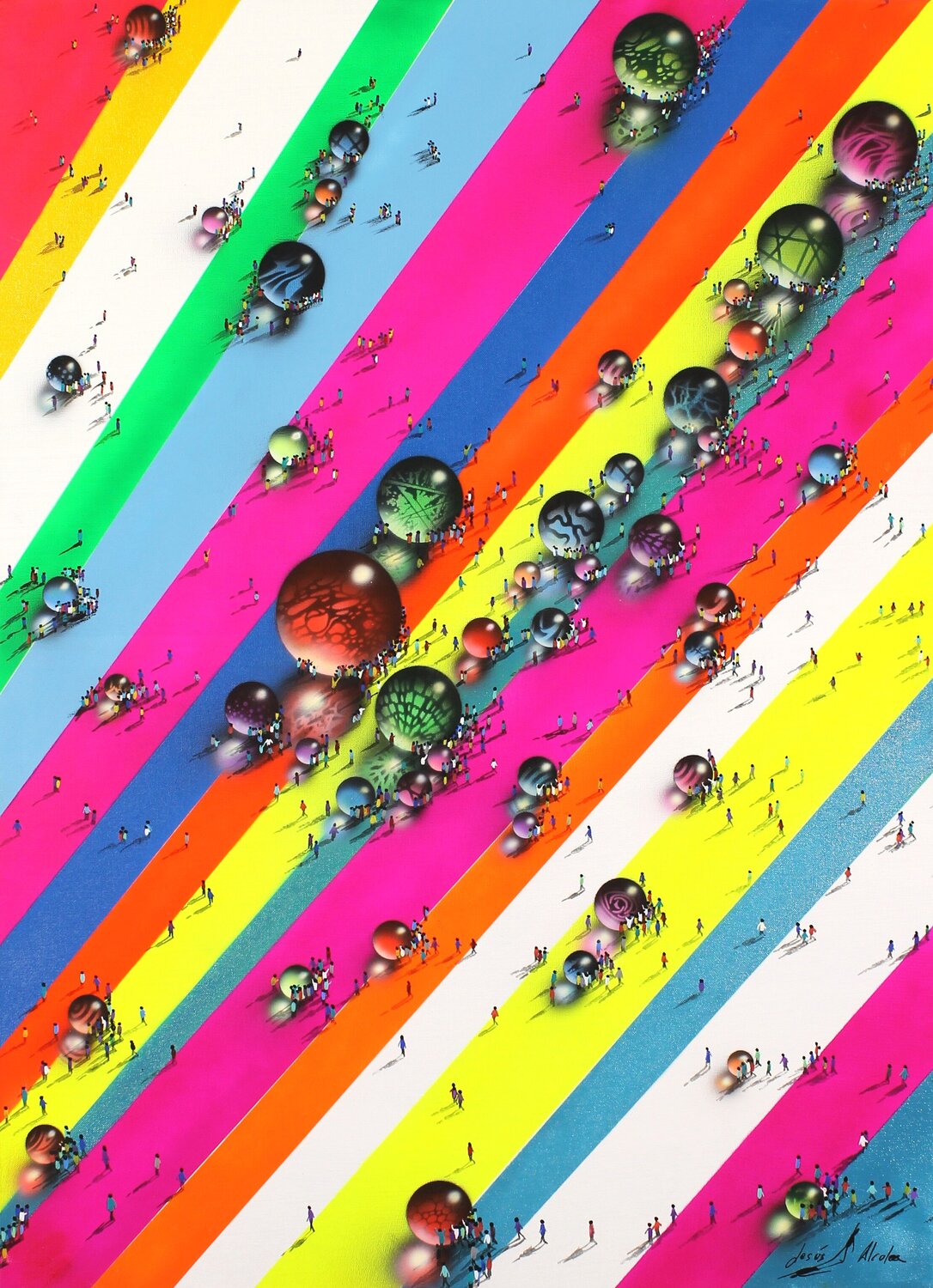 DIMINUTOS Pop 4 Jesús Alcolea Original painting for sale
