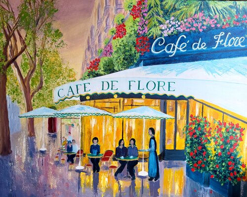 Atardecer en el Café de Flore by Mónica Barbará, Painting for Sale on Select